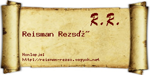 Reisman Rezső névjegykártya